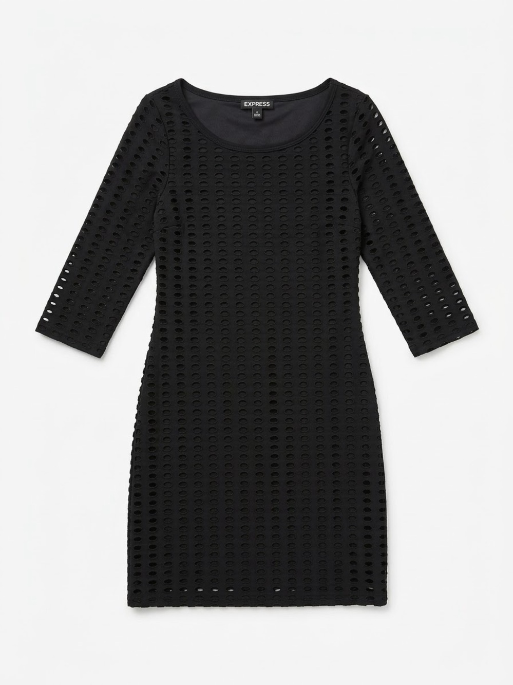Express Black Eyelet Cutout Scoop Mini Dress